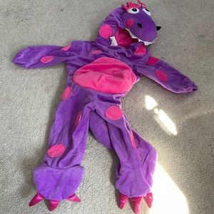 Kids Plush Dinosaur Costume with Pink Accents